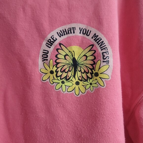 #358 NO BO Pink Cropped Sweater You Are What You Manifest - Picture 6 of 7